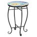 Blue Hawaiian Style Glass Round Terrace Bistro Table Side Table