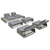 Tomshoo Patio Set 15 Pieces Poly Rattan Gray