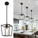 1 Light Pendant Lighting Industrial Ceiling Light Black Lantern Chandelier with Farmhouse Metal Cage Adjustable Height Rustic Hanging Light for Kitchen Island Bedroom or Entryway
