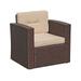 Outdoor Armchair Patio Single Sofa PE Rattan Wicker Sectional Sofa Additional Chair for Patio Furniture Set Espresso Brown