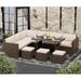 LHBcraft 7 Piece Patio Furniture Set Outdoor Furniture Patio Sectional Sofa All Weather PE Rattan Outdoor Sectionalï¼ˆBrownï¼‰