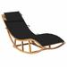Anself Wooden Rocking Sun Lounger with Black Cushion Teak Wood Reclining Chair for Garden Patio Balcony Poolside Outdoor Furniture 23.6 x 70.9 x 28.7 Inches (W x D x H)
