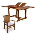 All Things Cedar Butterfly Extension Table Stacking Chair Set with Royal White Cushions - 5 Piece