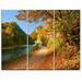 Design Art Dunajec River Gorge in Autumn - 3 Piece Photographic Print on Wrapped Canvas Set