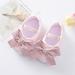 Baby Girls Mary Jane Flats with Bowknot Soft Sole Cotton Princess Wedding Dress Shoes with Heart Print Prewalkers Crib Shoes for 0-12M