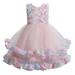 Holiday Savings Deals! Kukoosong Toddler Baby Girls Dress Floral Formal Princess Party Tulle Tiered Full Dress Pink 130