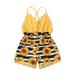 TUOBARR Toddler Girl Summer Outfits Toddler Kids Girl Vest Backless Sunflower Printed Romper Clothes Sunsuit Outfits Gold 18-24 Months