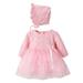 Lace Princess Dress Hat Set Dress 2pcs Little Girl Tutu Dress Pink Skirt Princess Long Sleeve Dress Kids Baby Sweet Sundress Outwear Leisure Dailywear