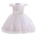 REORIAFEE Flower Girls Dress Lace Dress Vintage Country Wedding Party Dress Sleeveless Lace Bow Mesh Dress Gauze Dress Princess Dress White 0-6 Months