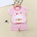 Herrnalise Toddler Baby Boys Girl Summer Short Sleeve Comfy Outfit Infant Kid Cartoon Print Short Sleeve Shirt Top+shorts Suits Cute Clothing Set Casual Outfits Set 6M-6T