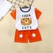 Herrnalise Toddler Baby Boys Girl Summer Short Sleeve Comfy Outfit Infant Kid Cartoon Print Short Sleeve Shirt Top+shorts Suits Cute Clothing Set Casual Outfits Set 6M-6T