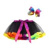 Summer Savings Clearance! Edvintorg 2-11Years Girl Outfit Set Toddler Baby Girls Clothes Cute Rainbow Net Yarn Princess Skirt Multi-Color Skirt Bow Hairpin Suit Children Costume Girls