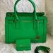 Michael Kors Bags | 3pcs. Mk Satchel Purse, Crossbody Strap & Wallet W Key Ring | Color: Gold/Green | Size: Os