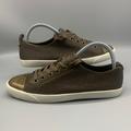 Coach Shoes | Coach Makayla Olive Studded Lace Up Flat Sneaker With Patent Front 8.5b | Color: Brown | Size: 8.5