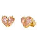 Kate Spade Jewelry | Kate Spade Rock Solid Crystal Heart Stud Earrings - Nwt | Color: Gold/Pink | Size: Os