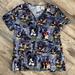 Disney Tops | Disney Mickey & Minnie Halloween Scrub Top Size M | Color: Black/Gray | Size: M