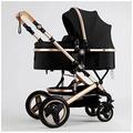 Baby Stroller for Infant and Toddler, Lightweight Baby Pram Stroller for Newborn, High Landscape Baby Carriage Two-Way Pram Trolley Baby Pushchair Ideal for 0-36 Months (Color : Nero)