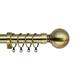 28mm Extendable Plain Ball Antique Brass Metal Curtain Pole Set With Finials Rings & Fittings (120cm-210cm)