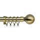 28mm Extendable Plain Ball Antique Brass Metal Curtain Pole Set With Finials Rings & Fittings (210cm-400cm)