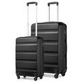 Kono Luggage Sets of 2 Piece 55cm Travel Carry-On Hand Cabin Case + 28" Large Hard Shell Check in Suitcase with TSA Lock (Black)