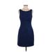 Susana Monaco Casual Dress - Sheath Scoop Neck Sleeveless: Blue Print Dresses - Women's Size 8