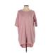 Lularoe Casual Dress - High/Low Crew Neck Short sleeves: Pink Color Block Dresses - Women's Size X-Small