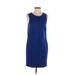 Banana Republic Factory Store Casual Dress - Sheath Crew Neck Sleeveless: Blue Print Dresses - Women's Size 4