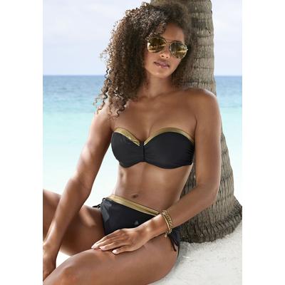 Bügel-Bandeau-Bikini-Top LASCANA "Elodie", Damen, Gr. 40, Cup A, gold (schwarz, goldfarben), Recycling-Polyamid, unifarben mit Farbeinsatz, Bikini-Oberteile, mit trendigem Materialeinsatz Image