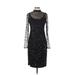 Adrianna Papell Cocktail Dress - Sheath Mock Long sleeves: Black Print Dresses - Women's Size 1