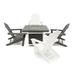 LuXeo Park City 42" Square Two-Tone Fire Pit Outdoor Table w/ 4 Marina Chairs Plastic | Wayfair 42-WGG-19-2W2G