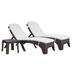 Rainbow Outdoor 77.55" Long Reclining Single Chaise w/ Cushions & Table Wicker/Rattan in Brown | 14.56 H x 27.95 W x 77.55 D in | Wayfair