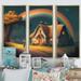 August Grove® Cozy Country Cottage Under The Rainbow III - 3 Piece Wrapped Canvas Print Canvas, Cotton in White | 20 H x 36 W x 1 D in | Wayfair
