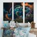 Highland Dunes Beautiful Mandarin Fish In Shades Of Blue II - 3 Piece Print on Canvas in White | 20 H x 36 W x 1 D in | Wayfair