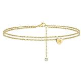 KIHOUT Discount 2022 New Heart Initial Beach Ankle Bracelets For Women 14K Gold Filled Handmade Dainty Layered Anklet Letter Initial Heart Ankle Bracelets For Women Beach Jewe