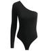 Women s Jumpsuits Rompers & Overalls Solid Color Asymmetric One Shoulder Long Sleeve Bodysuit Jumpers for Women