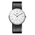 Braun Three Hand Quartz Movement Watch with White Dial Analogue Display and Black Leather Strap BN0024WHBKG