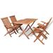 vidaXL 5 Piece Patio Dining Set Solid Teak Wood - 47.2" x 27.6" x 29.5"