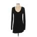 Ann Taylor Casual Dress - Bodycon Plunge Long sleeves: Black Print Dresses - Women's Size Small