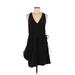 Madison Marcus Casual Dress - A-Line Plunge Sleeveless: Black Print Dresses - Women's Size Medium