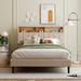 Upholstered Platform Bed with Storage Headboard and USB Port,Full Size