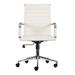 Black Office Arm Chairs Mid Back Ribbed PU Leather Conference With Arms Wheels Tilt Swivel Rolling on Black Base