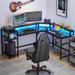 L-Shaped Gaming Desk Computer Desk with Power Outlets & LED Strips