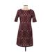 R&K Casual Dress - Mini Scoop Neck Short sleeves: Burgundy Dresses - Women's Size 8
