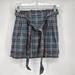 American Eagle Outfitters Skirts | American Eagle Plaid Schoolgirl Mini Belted Skirt Linen Blend Size Xs | Color: Green | Size: Xs