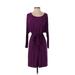 Max and Cleo Casual Dress Scoop Neck Long sleeves: Purple Print Dresses - Women's Size 2X-Small