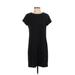 Ann Taylor LOFT Casual Dress - Shift High Neck Short sleeves: Black Dresses - Women's Size Small