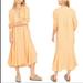 Free People Dresses | Free People Matilda Midi Dress Linen Blend Boho Lagenlook | Color: Orange/Yellow | Size: Xs