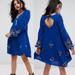 Free People Dresses | Free People Oxford Embroidered Mini Dress Blue Xs | Color: Blue/Gold | Size: Xs