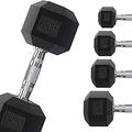 Professional Rubber Hex Dumbbell 1 to 50 kg | Weight Lifting Gyms or Home Gym | Ergonomic Non-Slip Grip | Sold Individually (2 x 4 kg)