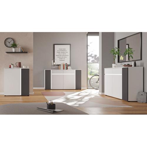„Sideboard INOSIGN „“Gravit““ Sideboards Gr. B/H/T: 124 cm x 84 cm x 37 cm, 2, weiß (weiß, grau) Sideboards Breite ca. 124 cm“